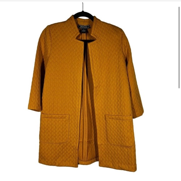 NYCC Womens Open Front Quilted Jacket Size Large Petite Mustard Yellow NWT - Picture 1 of 5